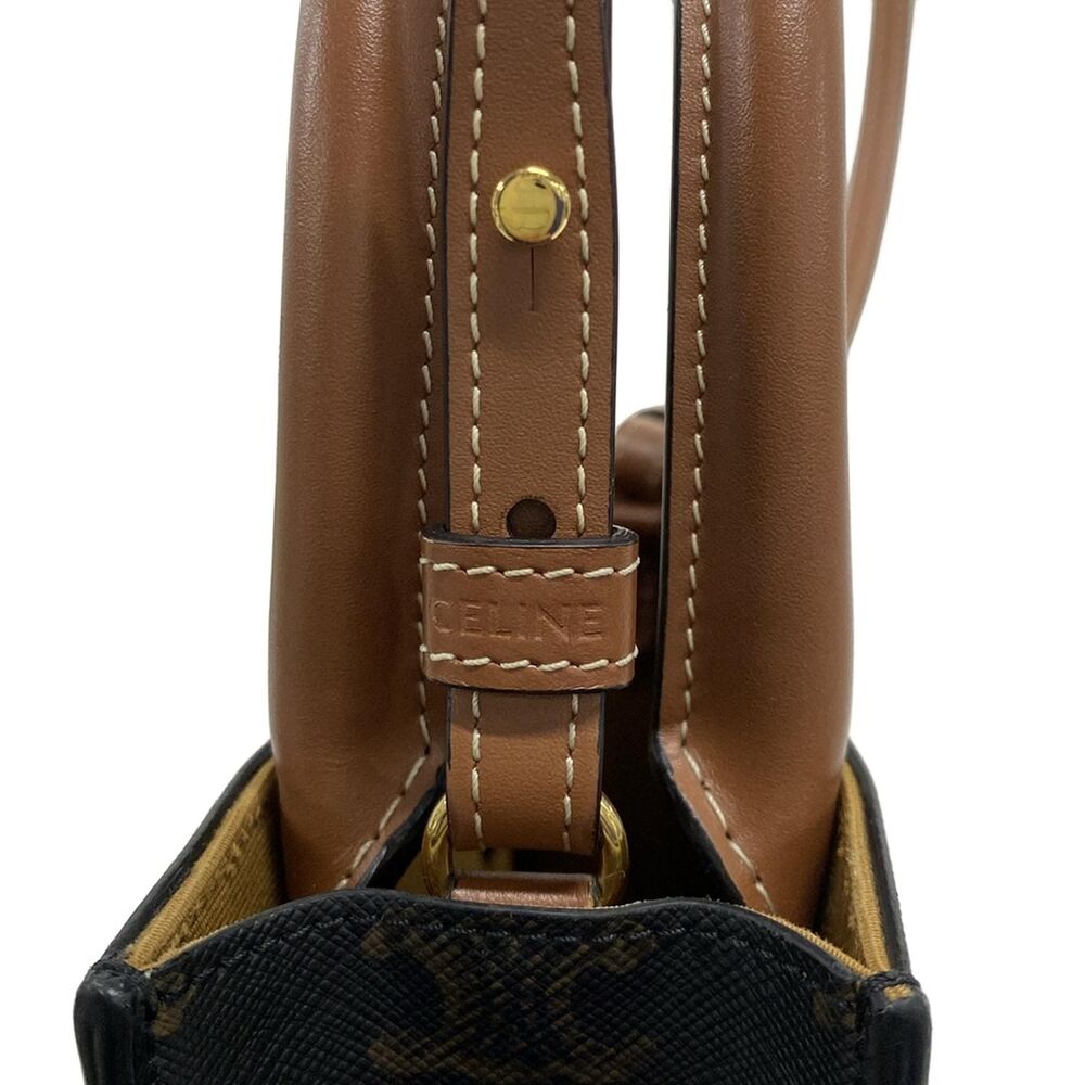 Celine Mini Vertical Cabas Tote Bag 194372BZK.04LU Triomphe Canvas Calf Skin - Picture 15 of 15
